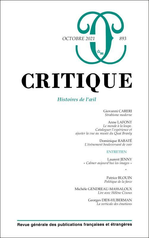 Critique N° 893, octobre 2021 : Histoires de l'oeil
