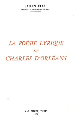La poésie lyrique de Charles d'Orléans