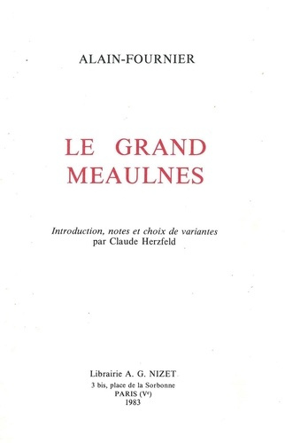 Le Grand Meaulnes d'Alain-Fournier