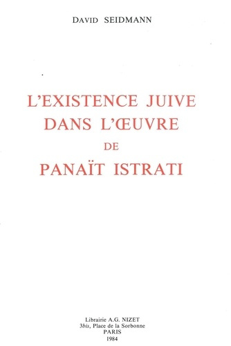 L'Existence juive dans l'œuvre de Panaït Istrati