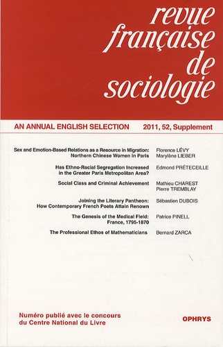 Revue française de sociologie N° 52, 2011, Supplément