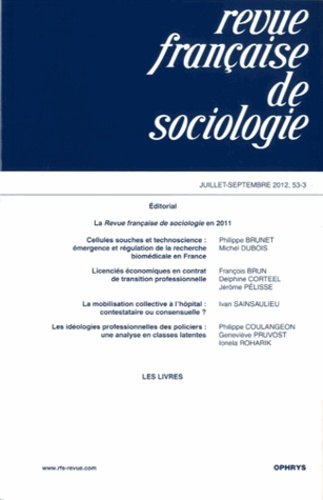 Revue française de sociologie N° 53-3, Juillet-Septembre 2012