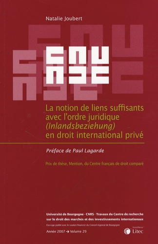 La notion de liens suffisants avec l'ordre juridique (Inlandsbeziehung) en droit international privé