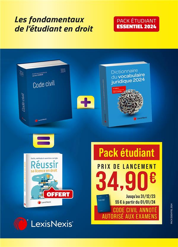 Les fondamentaux de l'étudiant en droit. Pack étudiant essentiel : Code Civil 2024 ; Dictionnaire du