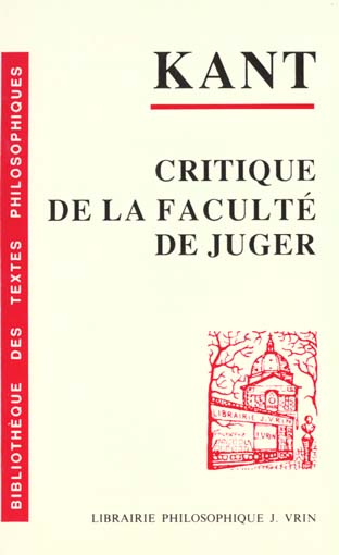 CRITIQUE DE LA FACULTE DE JUGER