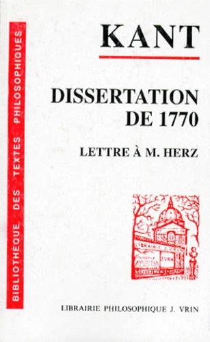 LA DISSERTATION DE 1770