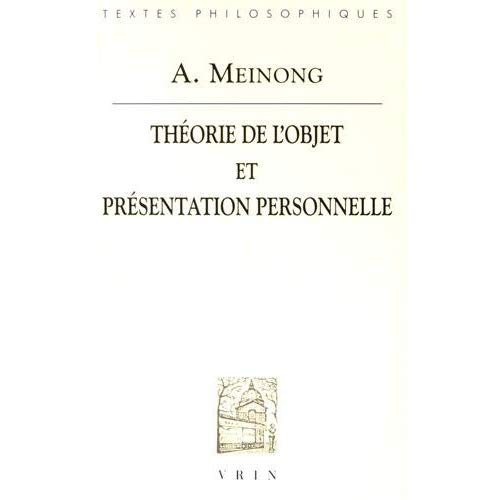 THEORIE DE L'OBJET ET PRESENTATION PERSONNELLE