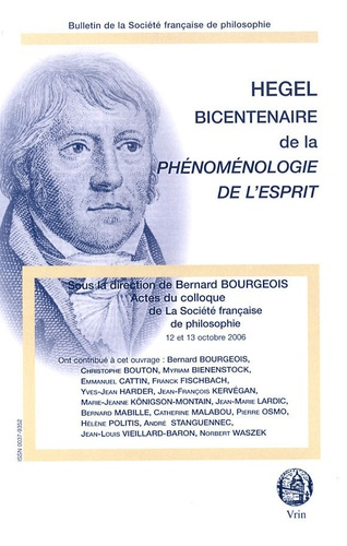 HEGEL BICENTENAIRE DE LA PHENOMENOLOGIE DE L ESPRIT