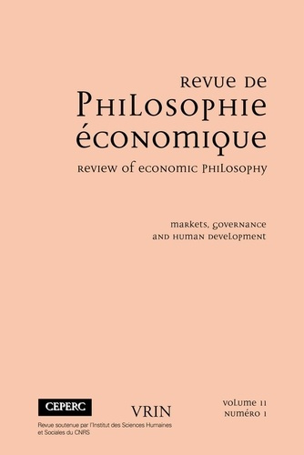 REVUE DE PHILOSOPHIE ECONOMIQUE 11 (2010)/1 MARKETS, GOVERNANCE AND HUMAN DEVELOPMENT