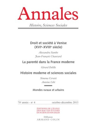 Annales Histoire, Sciences Sociales N° 2015/4