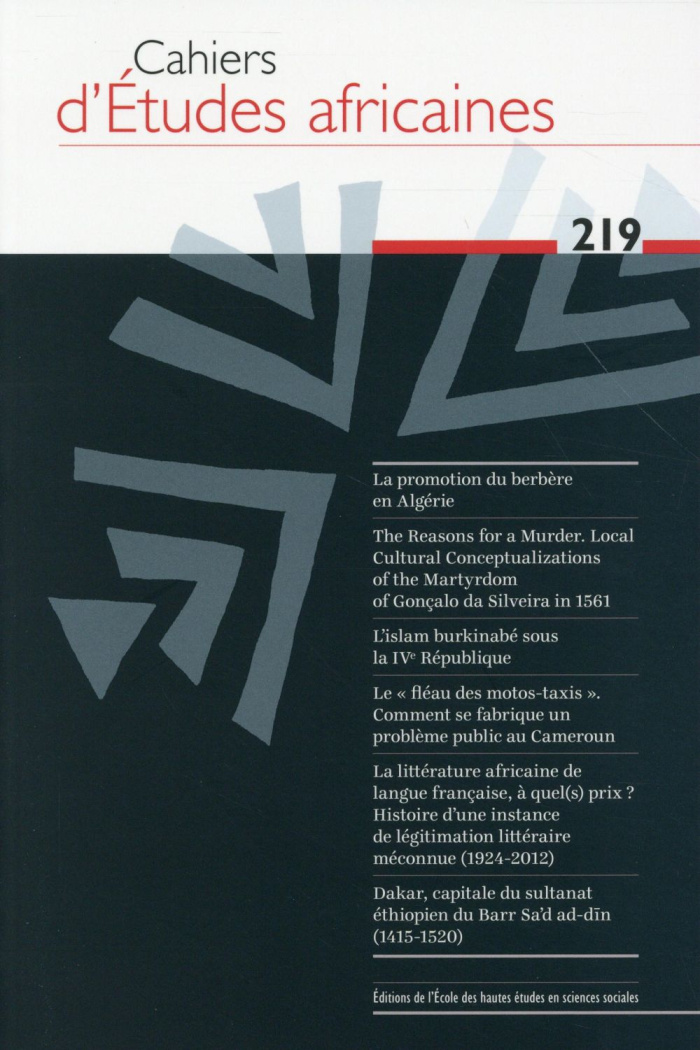 Cahiers d'études africaines N° 219/2015