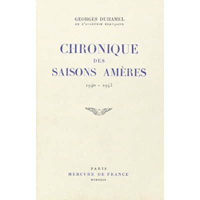 CHRONIQUE DES SAISONS AMERES