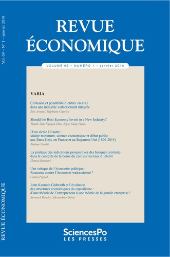 Revue économique N° 69 tome 1 : Revue economique 69 t1