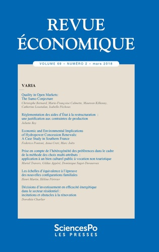 Revue économique Volume 69, N°2