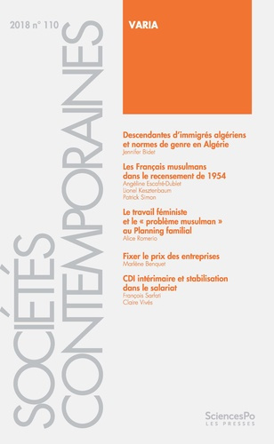Sociétés contemporaines N° 110, 2018