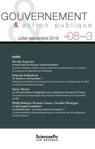 Gouvernement & action publique Volume 8 N° 3, juillet-septembre 2019