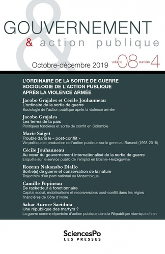 Gouvernement & action publique Volume 8 N° 4, octobre-décembre 2019 : L'ordinaire de la sortie de gu