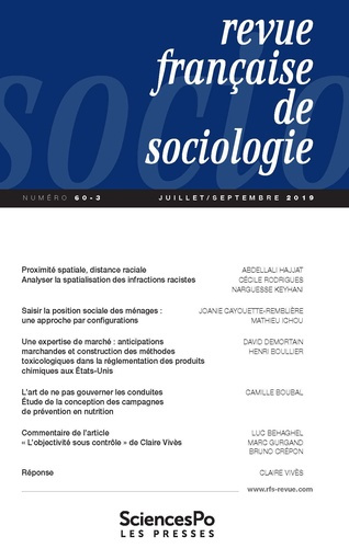 Revue française de sociologie N° 60-3, juillet-septembre 2019