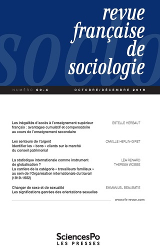 Revue française de sociologie N° 60-4, octobre-décembre 2019