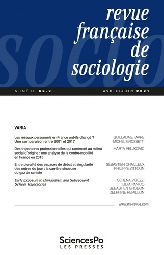 Revue française de sociologie N° 62-2, avril-juin 2021 : Varia