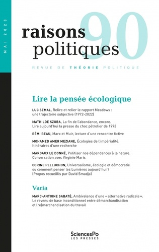 Raisons politiques N° 90, mai 2023 : Lire la pensée écologique
