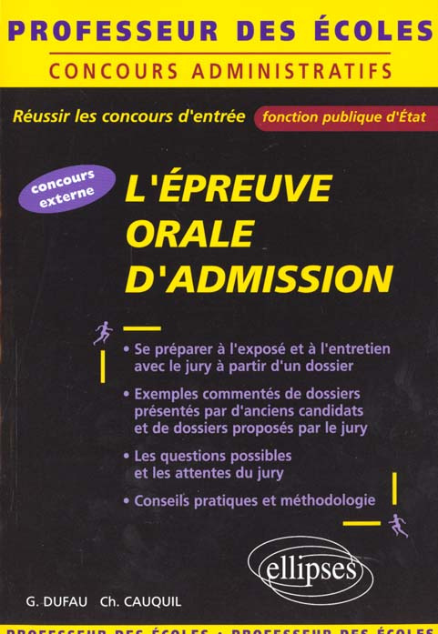 L'épreuve orale d'admission professeur des écoles. Concours externe