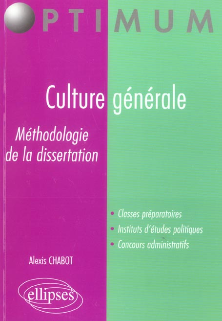 CULTURE GENERALE - METHODOLOGIE DE LA DISSERTATION
