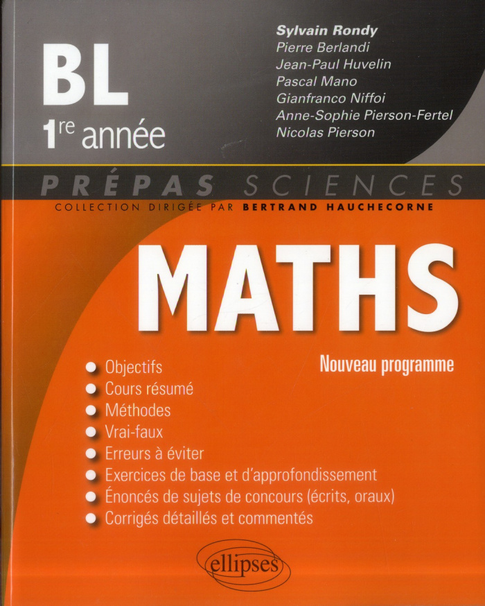 Mathématiques BL-1e année. Nouveau programme