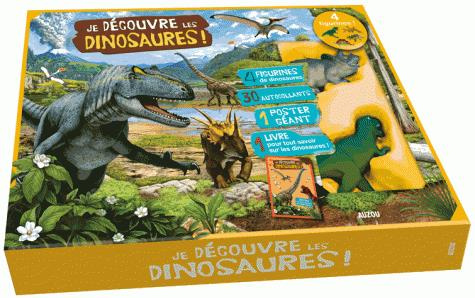 Je découvre les dinosaures. Contient : 4 figurines, 30 autocollants, 1 poster géant, 1 livre