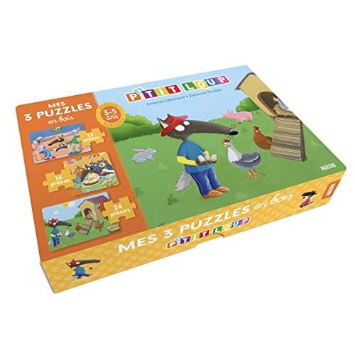 COFFRET P'TIT LOUP - MES 3 PUZZLES EN BOIS