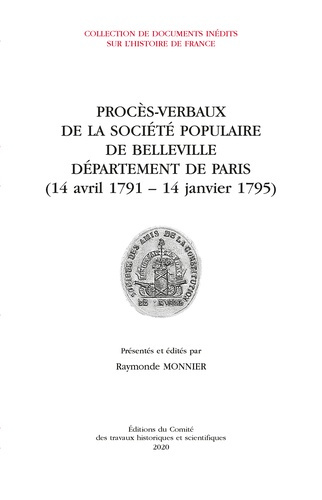 Procès-verbaux de la Société populaire de Belleville, Département de Paris (14 avril 1791 - 4 janvie