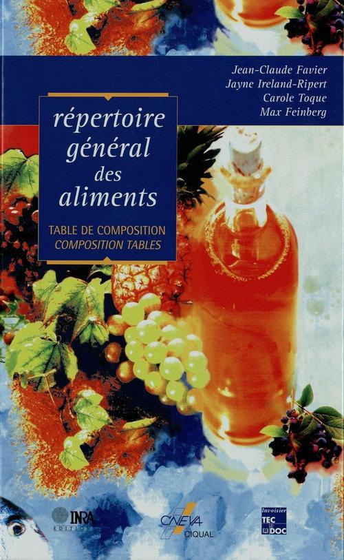 REPERTOIRE GENERAL DES ALIMENTS. TABLE DE COMPOSITION. COMPOSITION TABLE