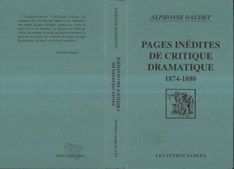 Pages inédites de critique dramatique. 1874-1880
