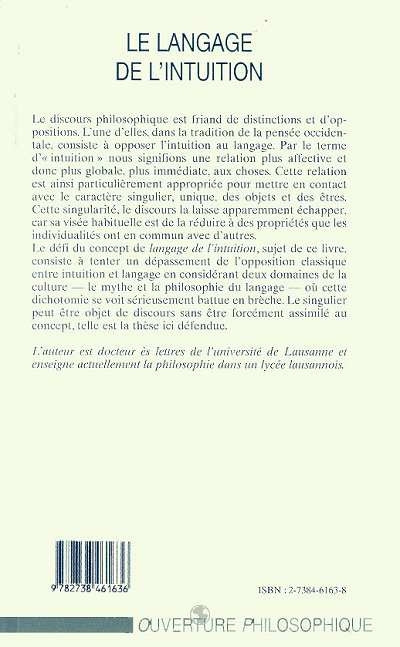 Le langage de l'intuition. Pour une épistémologie du singulier