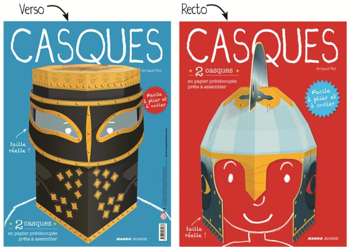 Casques. 2 casques en papier, prédécoupés prêts à assembler