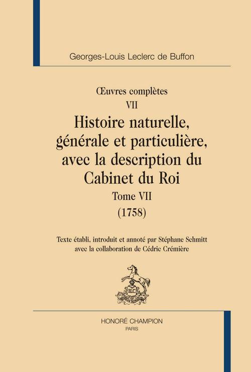 OEUVRES COMPLETES T7. HISTOIRE NATURELLE T7 (1758).