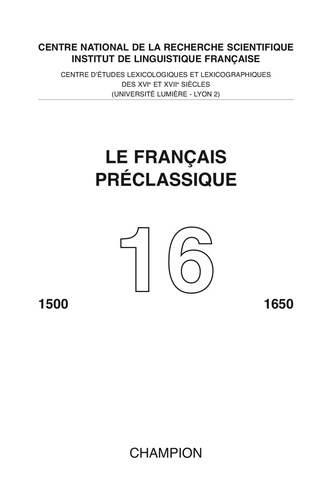 LE FRANCAIS PRECLASSIQUE N.16 2014