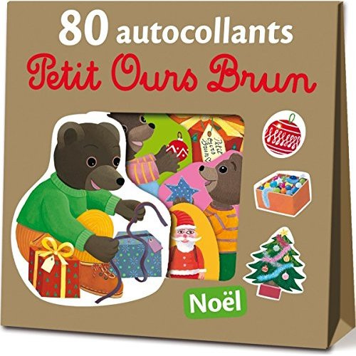 NOEL - 80 AUTOCOLLANTS PETIT OURS BRUN