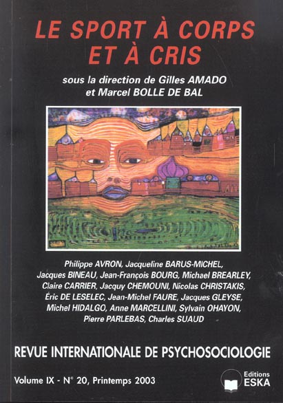 Revue internationale de psychosociologie N° 20, Printemps 2003 : Le sport à corps et à cris