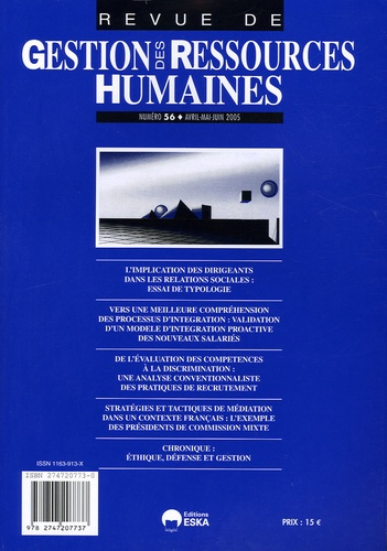 Revue de Gestion des Ressources Humaines N° 56, Avril - Mai