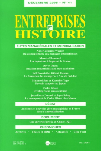 Entreprises et Histoire N° 41, Décembre 2005 : Elites managériales et mondialisation