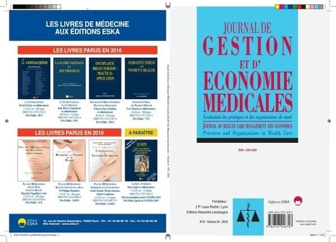 Journal de gestion et d'économie médicale N° 8 Vol 34/2016