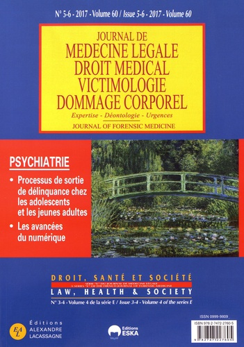 Journal de médecine légale Volume 60 N° 5-6/2017 : Psychiatrie