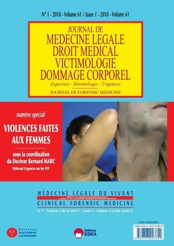 Journal de médecine légale Volume 61 N° 1/2018 : Violences faites aux femmes