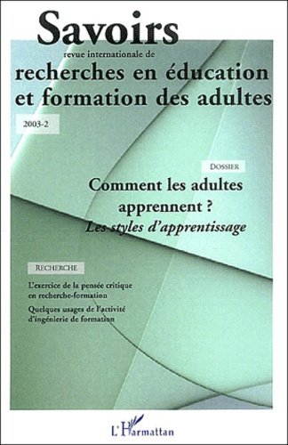 Savoirs N° 2/2003 : Comment les adultes apprennet ? Les styles d'apprentissage