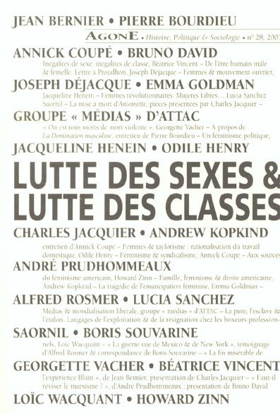 Agone N° 28, 2003 : Lutte des sexes et lutte des classes
