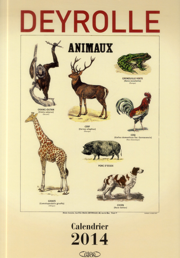 Deyrolle Calendrier 2014
