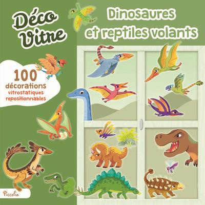 DINOSAURES ET REPTILES VOLANTS - DECO VITRE - 100 DECORATIONS VITROSTATIQUES REPOSITIONNABLES