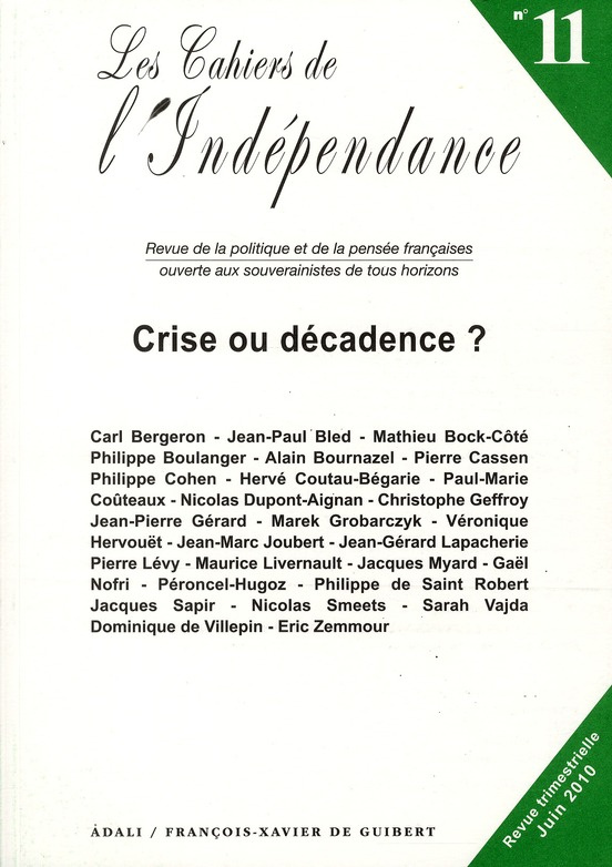 Cahiers de l'indépendance n11