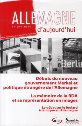 Allemagne d'aujourd'hui N° 191, Janvier-mars 201